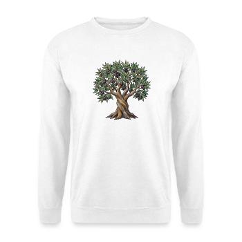 Poly Olivenbaum - Unisex Pullover - Weiß - Vorne - Alina (178cm) & Michal (187cm)