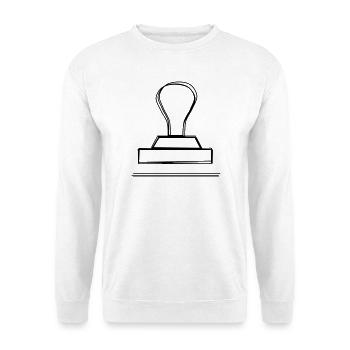 Stempel handgezeichnet - Unisex Pullover - Weiß - Vorne - Alina (178cm) & Michal (187cm)
