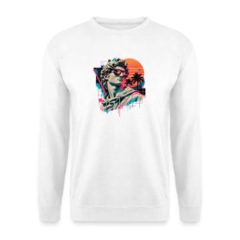 David in Neon Sunset Retrowave - Unisex Pullover - Weiß - Vorne - Alina (178cm) & Michal (187cm)