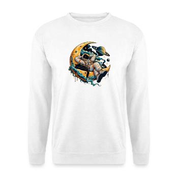 Mondkatzen-Traumlandschaft - Unisex Pullover - Weiß - Vorne - Alina (178cm) & Michal (187cm)