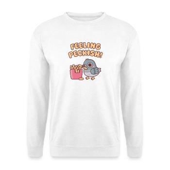 Süße Taube isst Pommes frites und hat Hunger - Unisex Pullover - Weiß - Vorne - Alina (178cm) & Michal (187cm)
