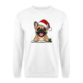 Weihnachten Frenchie Französische Bulldogge - Unisex Pullover - Weiß - Vorne - Alina (178cm) & Michal (187cm)