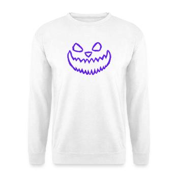 Kürbisgesicht Umriss Lila - Partnerlook - Unisex Pullover - Weiß - Vorne - Alina (178cm) & Michal (187cm)
