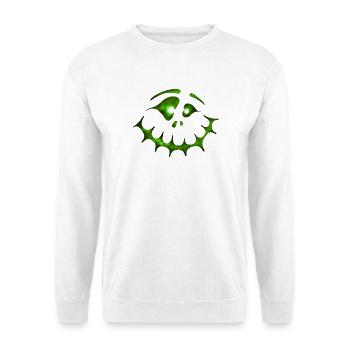 Irres Geistergesicht Grün - Süßes oder Saures - Unisex Pullover - Weiß - Vorne - Alina (178cm) & Michal (187cm)