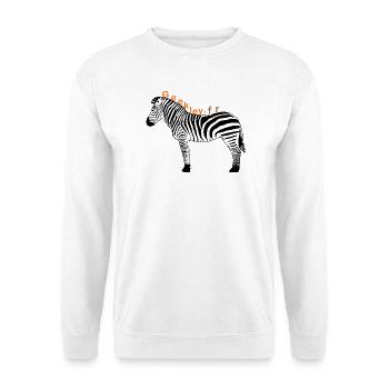 GEEKLEY – Das Zebra – Offizielles Emblem - Unisex Pullover - Weiß - Vorne - Alina (178cm) & Michal (187cm)