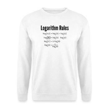 Logarithmusregeln – Mathematiklehrer-Geschenk - Unisex Pullover - Weiß - Vorne - Alina (178cm) & Michal (187cm)