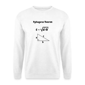 Pythagorassatz – Mathematikgeschenk - Unisex Pullover - Weiß - Vorne - Alina (178cm) & Michal (187cm)