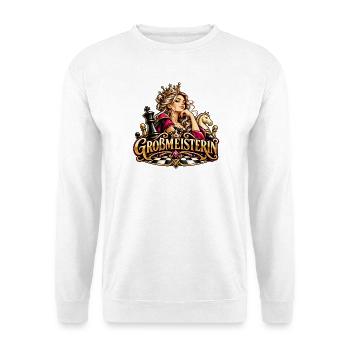 Schach Grßmeisterin - Schach Motiv für Frauen - Unisex Pullover - Weiß - Vorne - Alina (178cm) & Michal (187cm)