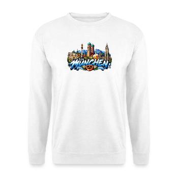 München Skyline und Bierkunst - Unisex Pullover - Weiß - Vorne - Alina (178cm) & Michal (187cm)