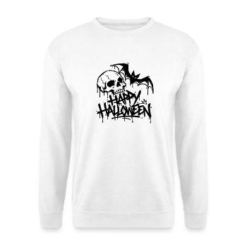 Happy Halloween im Graffitistyle - Unisex Pullover - Weiß - Vorne - Alina (178cm) & Michal (187cm)