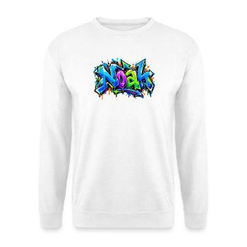 Noah Graffiti Name: Wildstyle Neon Drip Street Tag - Unisex Pullover - Weiß - Vorne - Alina (178cm) & Michal (187cm)