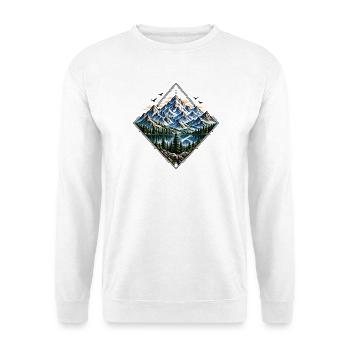 Mountain Paradise – Colorful Nature & Outdoor Adve - Unisex Pullover - Weiß - Vorne - Alina (178cm) & Michal (187cm)