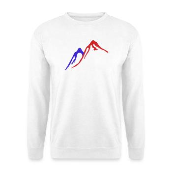 Rote und Blaue Berge in der Sonne - Unisex Pullover - Weiß - Vorne - Alina (178cm) & Michal (187cm)