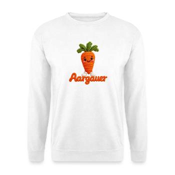 gestricktes Aargauer Rüebli mit weissen Socken - Unisex Pullover - Weiß - Vorne - Alina (178cm) & Michal (187cm)