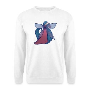 Azurblaue Fee im Abendrosa Kleid - Unisex Pullover - Weiß - Vorne - Alina (178cm) & Michal (187cm)