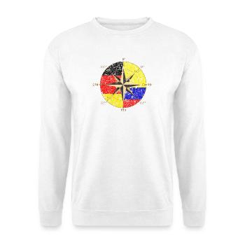Deutschland und Kolumbien Kompass - Unisex Pullover - Weiß - Vorne - Alina (178cm) & Michal (187cm)