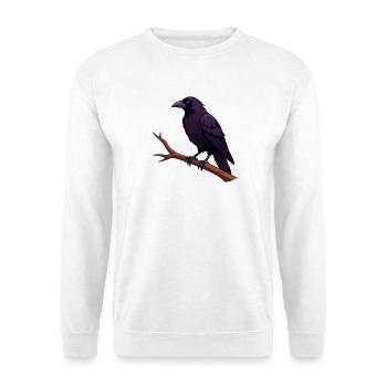 Rabe auf Ast - Unisex Pullover - Weiß - Vorne - Alina (178cm) & Michal (187cm)
