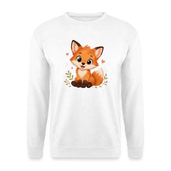 Süßer Kawaii Fuchs - Unisex Pullover - Weiß - Vorne - Alina (178cm) & Michal (187cm)