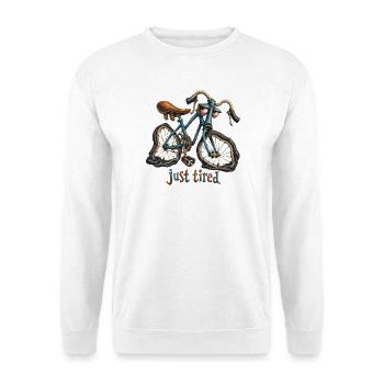 just tired Fahrrad - Unisex Pullover - Weiß - Vorne - Alina (178cm) & Michal (187cm)