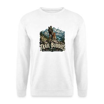 Trail Buddies – Wandern mit Hund - Unisex Pullover - Weiß - Vorne - Alina (178cm) & Michal (187cm)