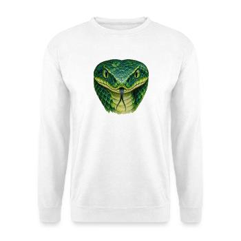 Smaragdgrüner Schlangenkopf - Unisex Pullover - Weiß - Vorne - Alina (178cm) & Michal (187cm)