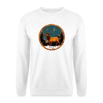 Hirsch - Unisex Pullover - Weiß - Vorne - Alina (178cm) & Michal (187cm)