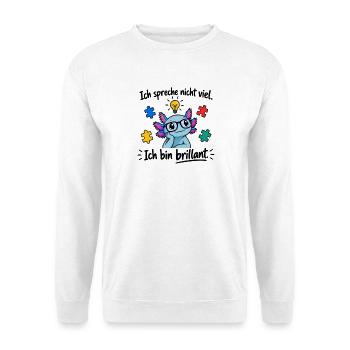 Introvert mit Puzzlebrillanz - Unisex Pullover - Weiß - Vorne - Alina (178cm) & Michal (187cm)