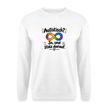 Autistisch? Ja, und stolz darauf - Unisex Pullover - Weiß - Vorne - Alina (178cm) & Michal (187cm)
