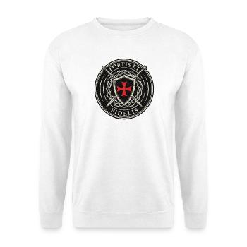 Wappen-Siegel Bibel Ritter - Unisex Pullover - Weiß - Vorne - Alina (178cm) & Michal (187cm)