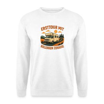 Erste Wohnmobilreise Geschenk für Neucamper - Unisex Pullover - Weiß - Vorne - Alina (178cm) & Michal (187cm)