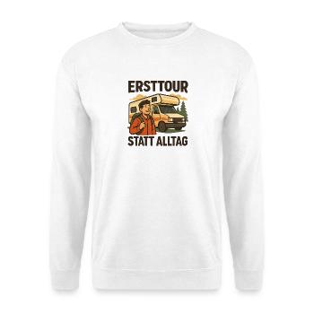 Erste Wohnmobilreise Geschenk für Neucamper - Unisex Pullover - Weiß - Vorne - Alina (178cm) & Michal (187cm)