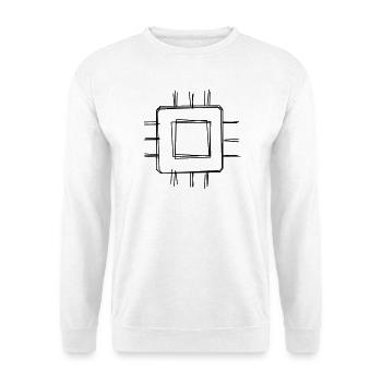 Prozessor handgezeichnet - Unisex Pullover - Weiß - Vorne - Alina (178cm) & Michal (187cm)