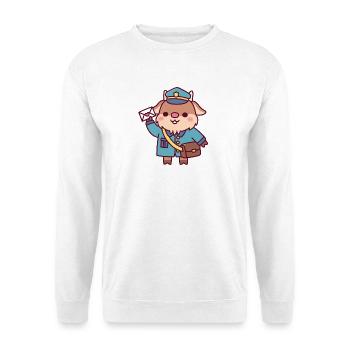 Süßer Ziegenpostbote mit Liebesbrief - Unisex Pullover - Weiß - Vorne - Alina (178cm) & Michal (187cm)