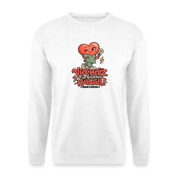 Viel Herz, Ein Bisschen Krawall - Unisex Pullover - Weiß - Vorne - Alina (178cm) & Michal (187cm)