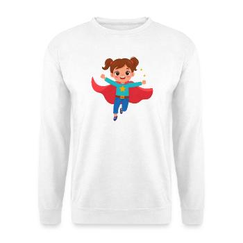 Kawaii Comic Superheldin Power Mädchen T-Shirt - Unisex Pullover - Weiß - Vorne - Alina (178cm) & Michal (187cm)
