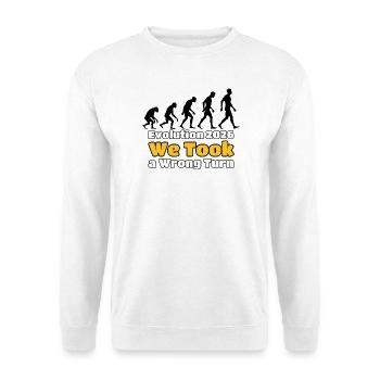 Evolution 2026: We Took a Wrong Turn - Unisex Pullover - Weiß - Vorne - Alina (178cm) & Michal (187cm)