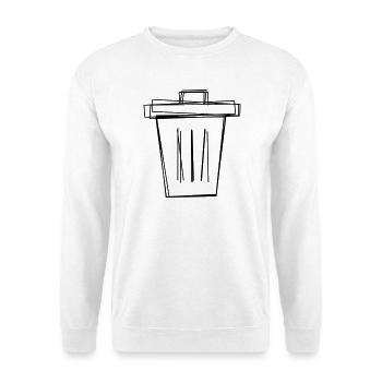 Papierkorb handgezeichnet - Unisex Pullover - Weiß - Vorne - Alina (178cm) & Michal (187cm)