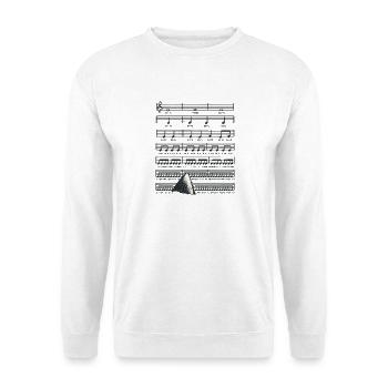 Noten mit Haiflosse - Unisex Pullover - Weiß - Vorne - Alina (178cm) & Michal (187cm)