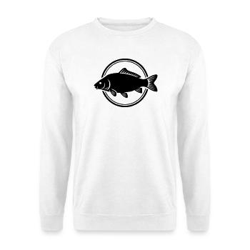 Karpfen Fisch Kreis Logo - Unisex Pullover - Weiß - Vorne - Alina (178cm) & Michal (187cm)
