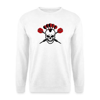 Totenkopf Dartpfeile Logo - Unisex Pullover - Weiß - Vorne - Alina (178cm) & Michal (187cm)