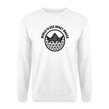 Weltklasse-Bogey Maker – Golfhumor - Unisex Pullover - Weiß - Vorne - Alina (178cm) & Michal (187cm)