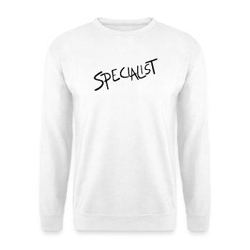 Spezialist Handschrift Signatur - Unisex Pullover - Weiß - Vorne - Alina (178cm) & Michal (187cm)