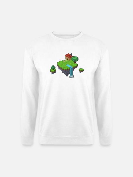 Schwebende Insel als Diorama in 3D Pixel Art - Unisex Pullover - Weiß