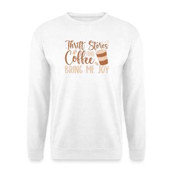 Thrift Shopper And Coffee Bring Me Joy Thrift - Unisex Pullover - Weiß - Vorne - Alina (178cm) & Michal (187cm)