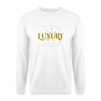 Luxus Gold Design mit Sternenornament - Unisex Pullover - Weiß - Vorne - Alina (178cm) & Michal (187cm)
