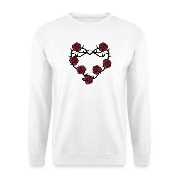 Rosen und Dornen Herz - Unisex Pullover - Weiß - Vorne - Alina (178cm) & Michal (187cm)