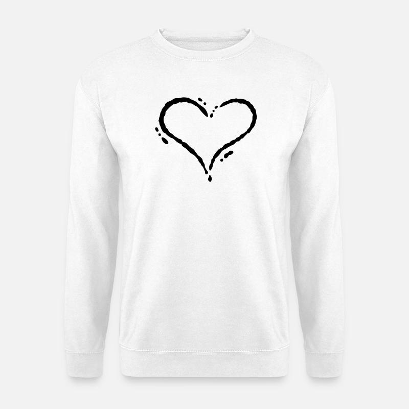 Herz - Scribble (Zeichnung) - Unisex Pullover - Weiß