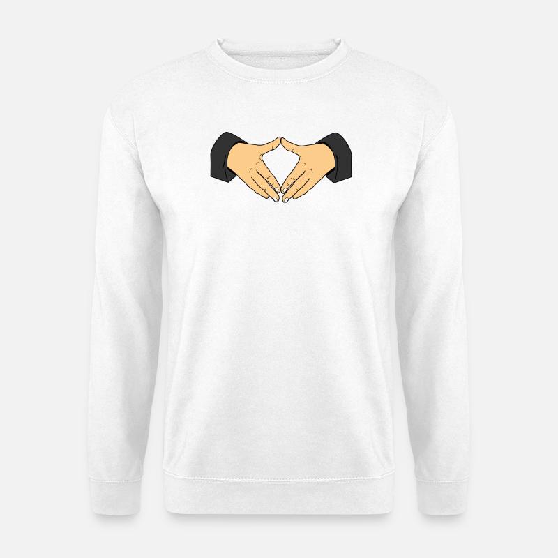 Raute Handzeichen – Merkel Hände Symbolgestik - Unisex Pullover - Weiß