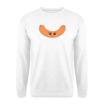 Kawaii Hotdog Wurst - Unisex Pullover - Weiß - Vorne - Alina (178cm) & Michal (187cm)