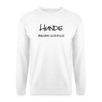 Hunde machen glücklich - Unisex Pullover - Weiß - Vorne - Alina (178cm) & Michal (187cm)